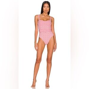 M Devon Windsor Ayla one piece swimsuit in Bubblegum with matching head scarf!